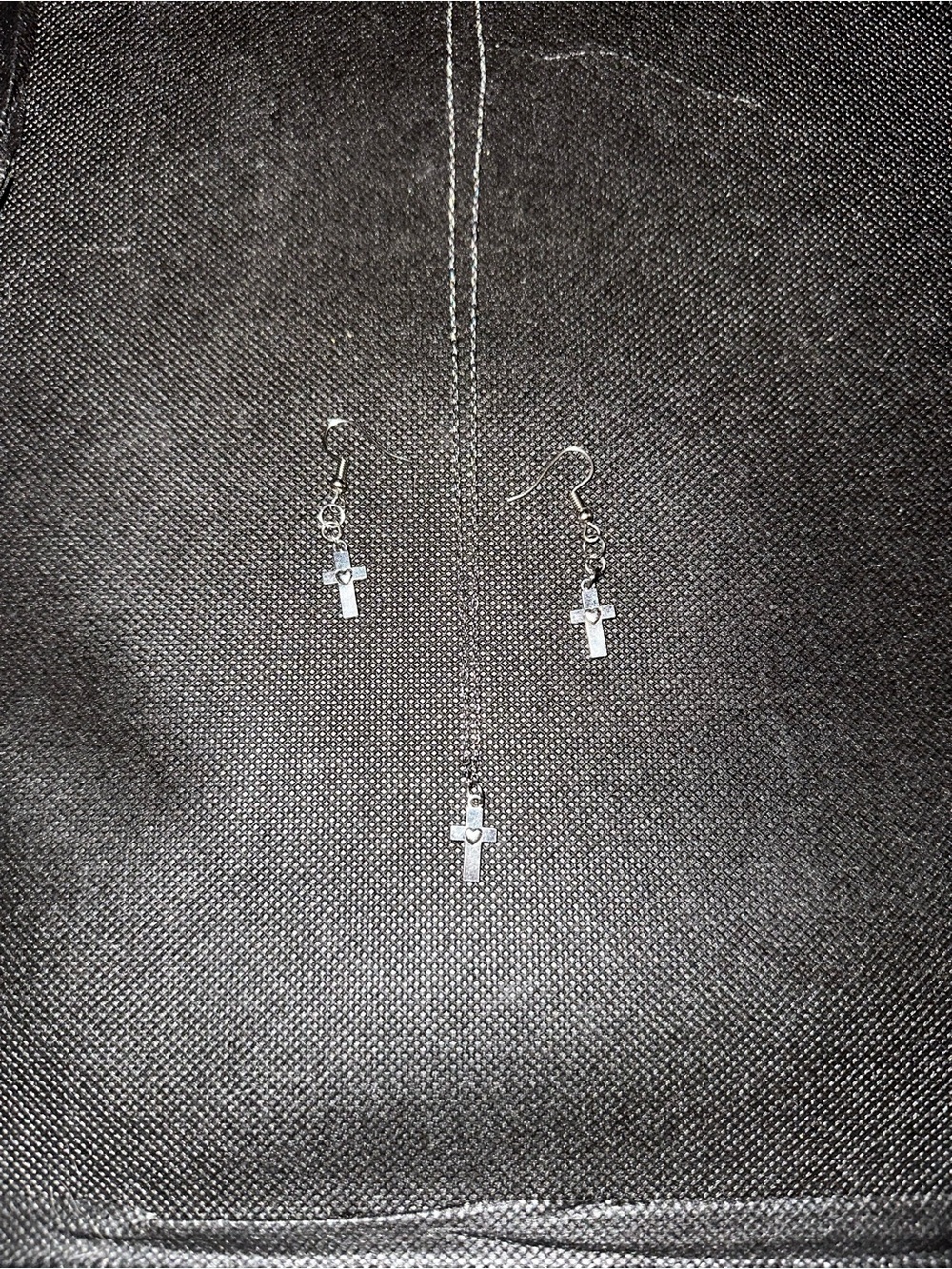 Silver Cross Pendant Necklace and Earrings Set - Minimal Religious Jewelry